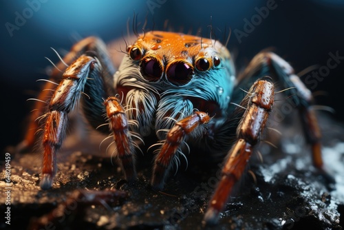 Beautiful spider, close up detailed focus stacked photo. Macro shot.