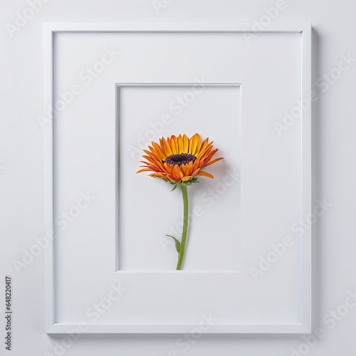 Flower in a white frame against a white background