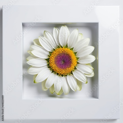 Flower in a white frame against a white background