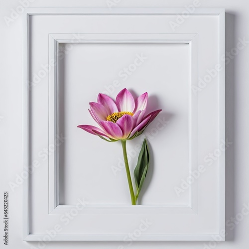 Flower in a white frame against a white background