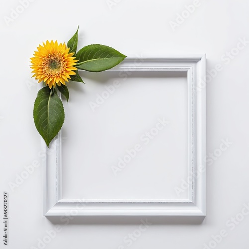 Flower in a white frame against a white background