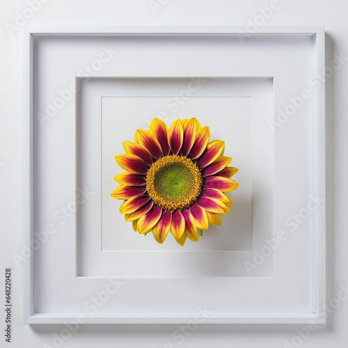 Flower in a white frame against a white background