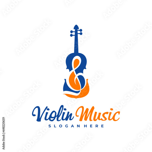 Violin Music Note logo design Template. Creative Violin logo vector illustration.