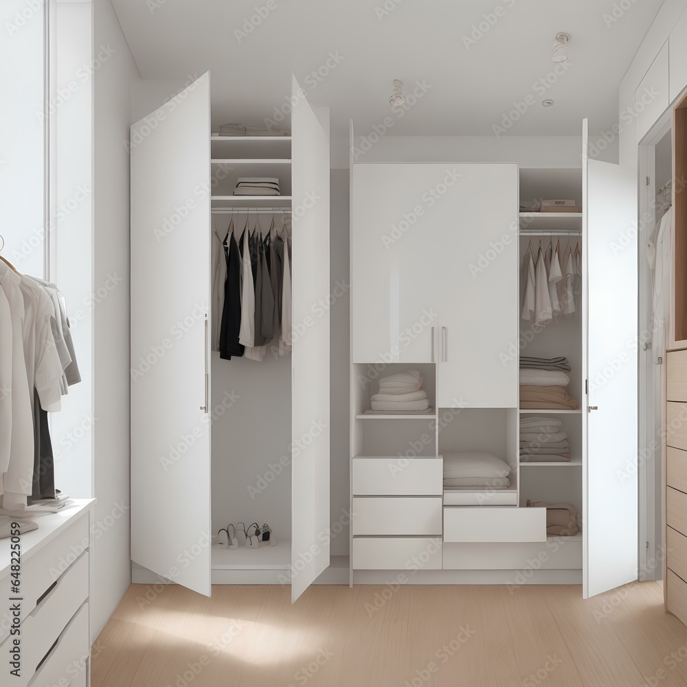 Modern walk-in closet with a touch of luxury, Scandinavian style of the room. Modern walk-in closet with a touch of luxury, Scandinavian style of the room.