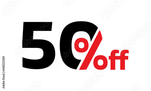 50% price off icon. 50 percent sale label, sign or tag. Discount, promotion banner design element. Vector illustration.