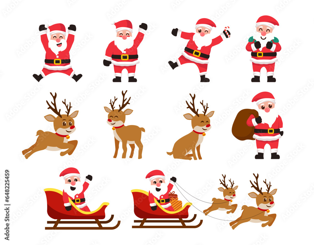 Santa claus with reindeer character collection Santa claus with reindeer character collection