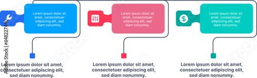 Stock infographics design with three step options with icons