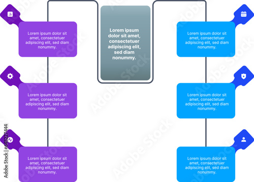 Timeline progress infographics design from top to bottom approach