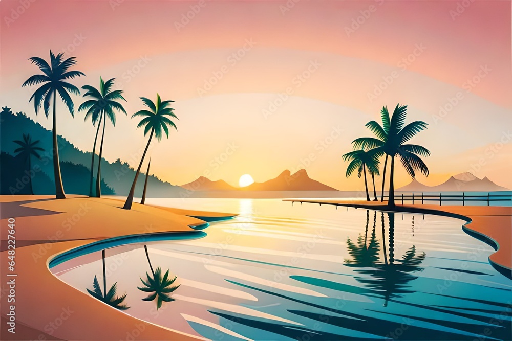 Fototapeta premium trees on the beach