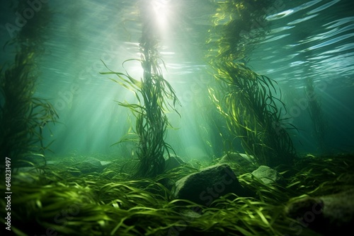 Underwater view of California s algae. Generative AI