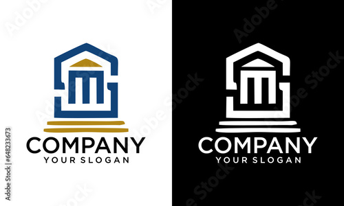 Creative SM initial monogram logo lawfirm with pillar design