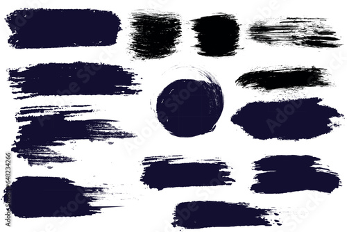 Set of different ink paint brush stroke banners isolated on white background. Grunge backgrounds.  A collection of vector black lines, for grunge design and decor. Vector illustration