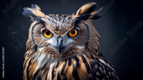 an image of an eagle owl with its feathers softly illuminated © Wajid