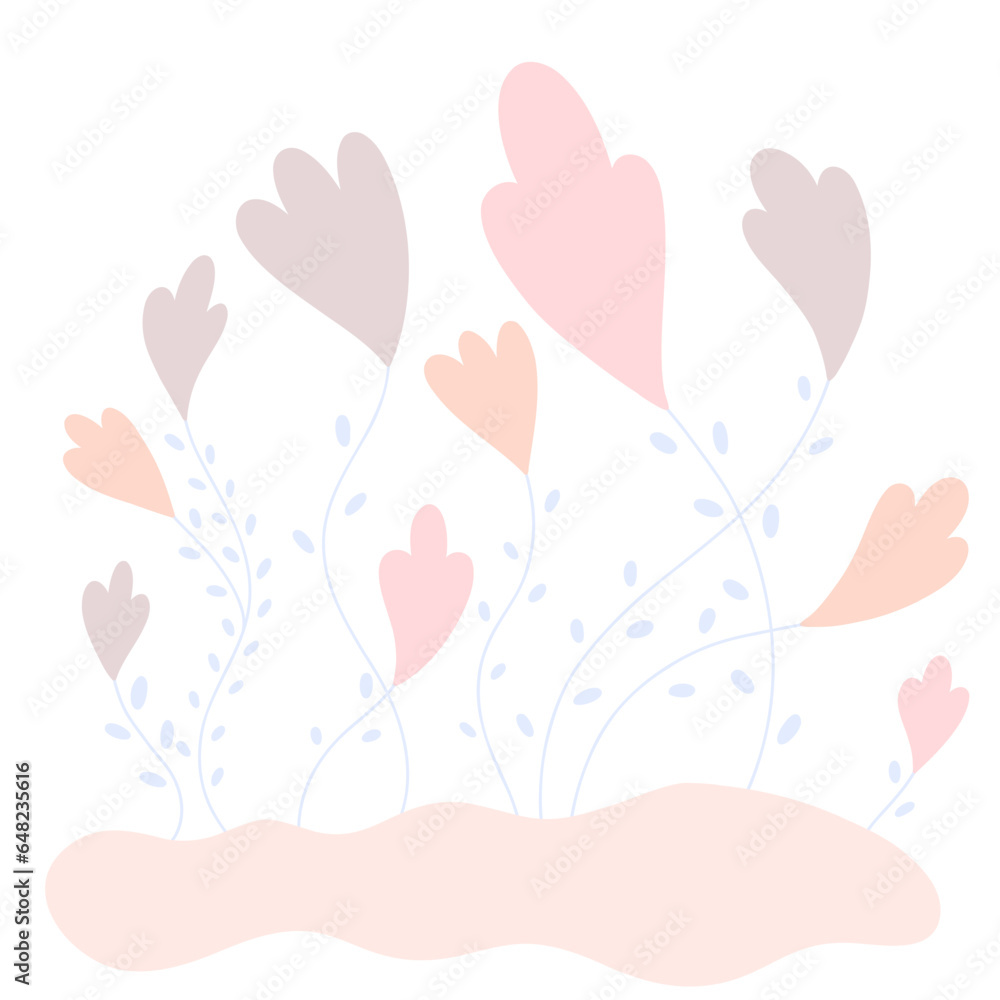 Vector background with flowers in delicate light colors. Illustration for your design of packaging, cards, invitation and other.
