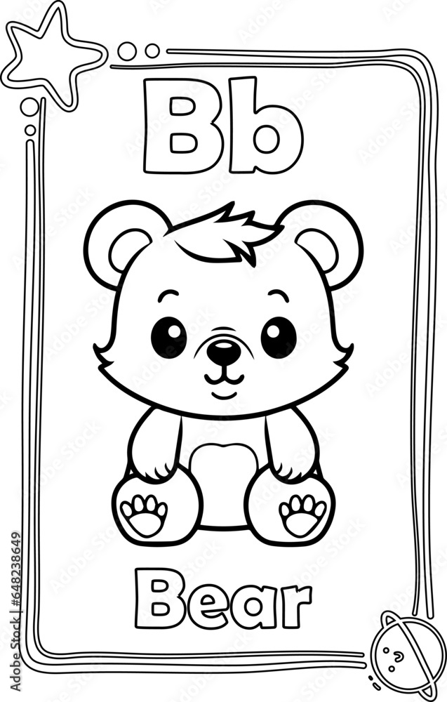 Animal Alphabet Coloring Book for Preschool Kids. Colorless Versions on