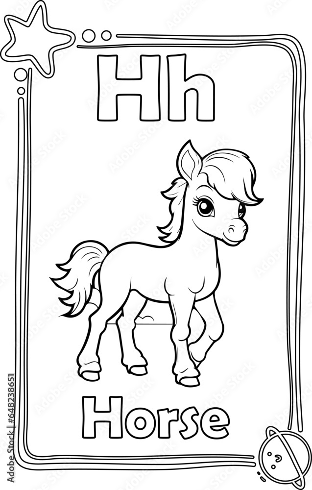 Animal Alphabet Coloring Book for Preschool Kids. Colorless Versions on