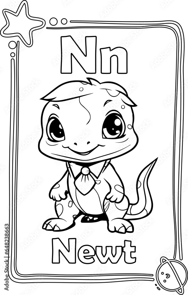 Animal Alphabet Coloring Book for Preschool Kids. Colorless Versions on