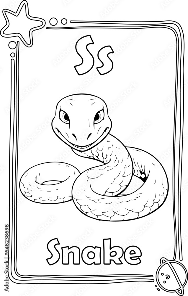 Animal Alphabet Coloring Book for Preschool Kids. Colorless Versions on