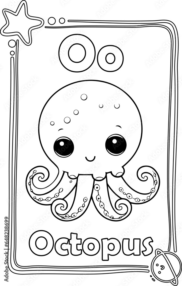Animal Alphabet Coloring Book for Preschool Kids. Colorless Versions on