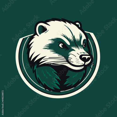 Honey Badger head emblem vector logo template. Logo design honey badger sport. For wildlife.
