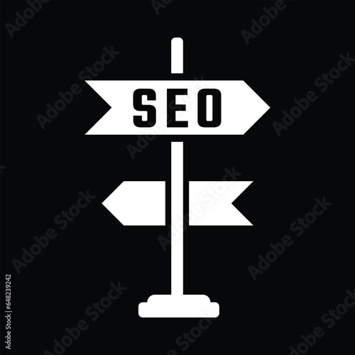 Seo Marketing icon. Vector illustration style is flat iconic symbol, black background. © Umer