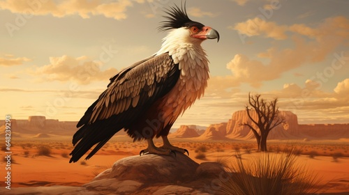 an image of a crested caracara in a desert landscape photo