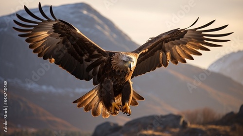 an image of a golden eagle with its wings spread wide in flight © Wajid