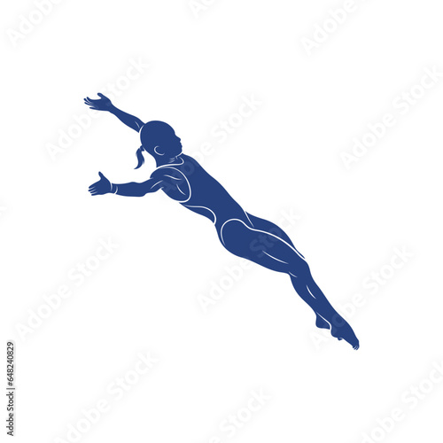 Synchronized Diving vector illustration design. Springboard Platform Diving Silhouette. Sport Athletes design template.