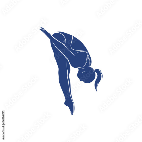 Synchronized Diving vector illustration design. Springboard Platform Diving Silhouette. Sport Athletes design template.