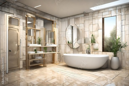 modern bathroom interior with bathroom 4k HD quality photo. 