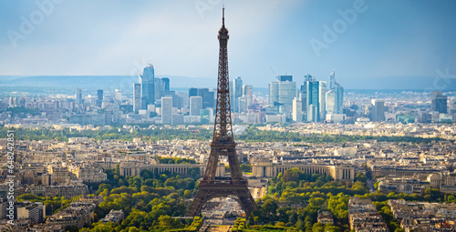 Fototapeta Naklejka Na Ścianę i Meble -  The famous Eiffel Tower in Paris - aerial view over the city - travel photography in Paris France