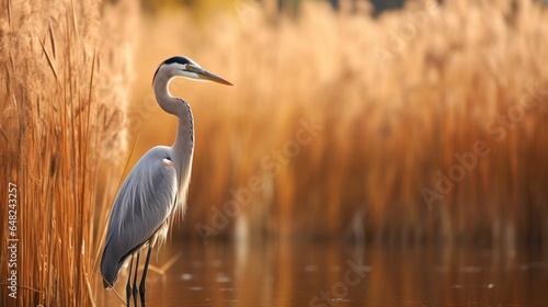 an image of a heron standing tall amidst the reeds