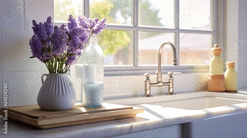 Farmhouse Kitchen Sink with Lavender