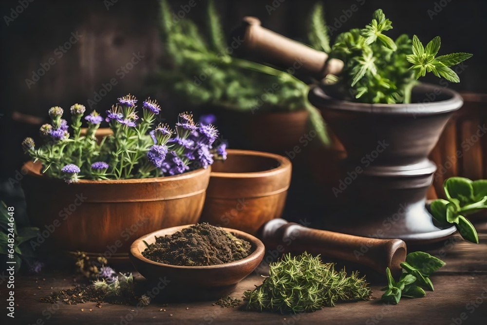 herbs in pots
 4k HD quality photo. 