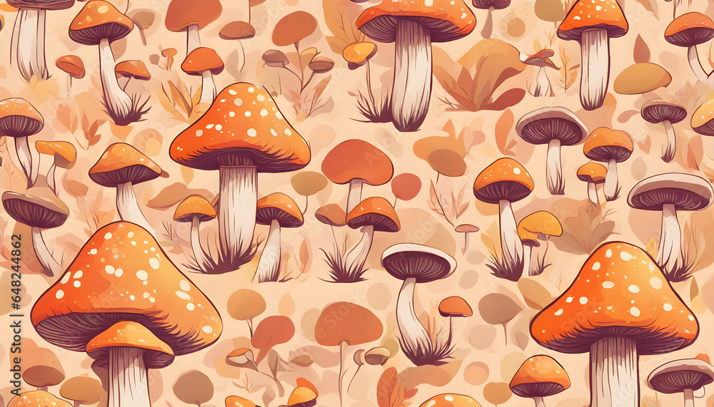 seamless pattern background with autumn mushrooms seamless pattern background with autumn mushrooms