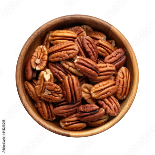 Bowl of Pecans Isolated on ...
