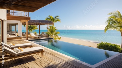 an image of a peaceful beachfront villa with a private pool overlooking the ocean © Wajid