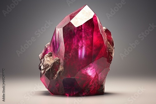 High-res 3D image of a ruby or rodolite gemstone. Generative AI photo