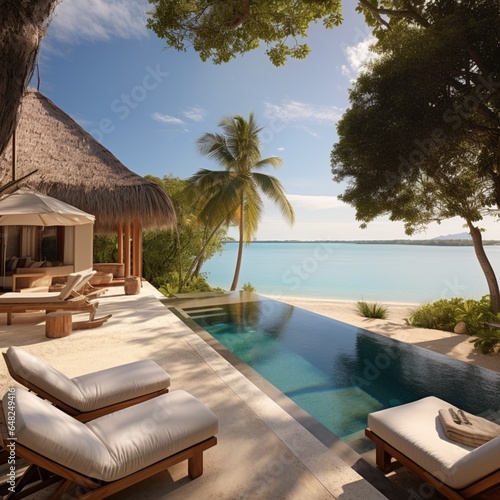 an image of a peaceful beachfront villa with a private pool overlooking the ocean  - Image  3  designer
