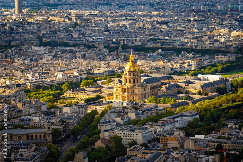Invalides quarter an d Dome in Paris aerial view - travel photography in Paris France