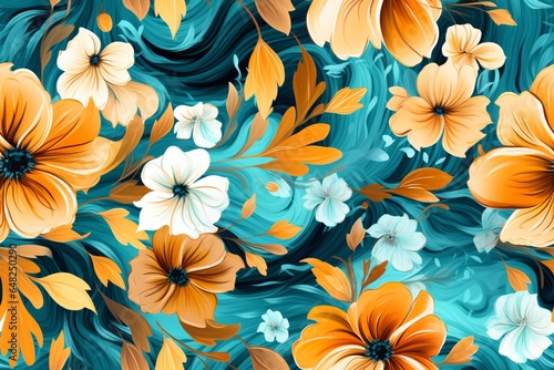 colorful wild flowers image with flowers watercolor wallpapers  in the style of dark turquoise and light amber  swirling   Airbrush