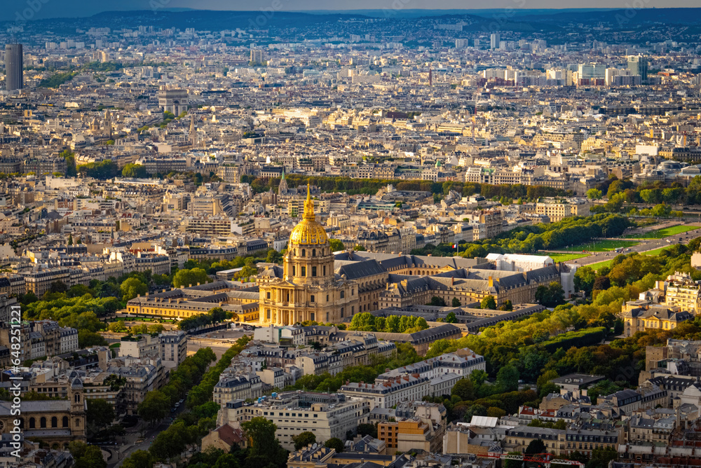 Aerial view over the large city of Paris France - travel photography in Paris France