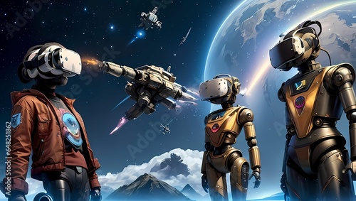 科学技術が進歩した近未来のメタバース空間を表現したSFのようなAIイラスト（AI生成画像）
