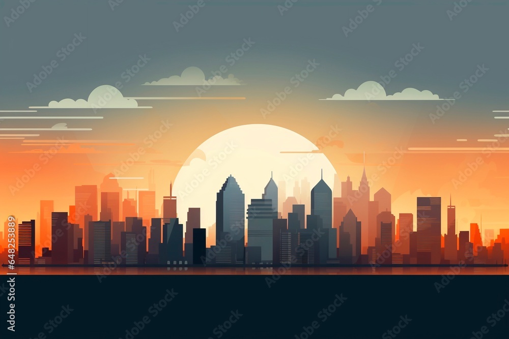 Panoramic vector city skylines. AI Generated