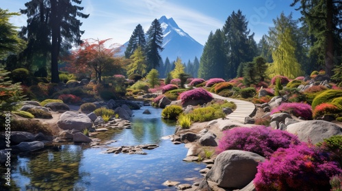 an image of a serene mountain botanical garden with rare alpine flora © Wajid