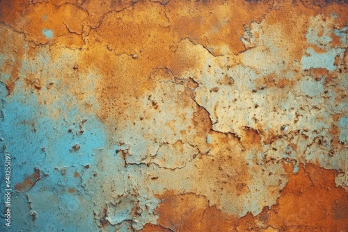 Blue wall with rust. Generative AI. banner, background, wallpaper, packaging
