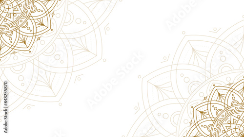  Simple White Luxury Ornamental Gold Line Mandala Vector Background photo