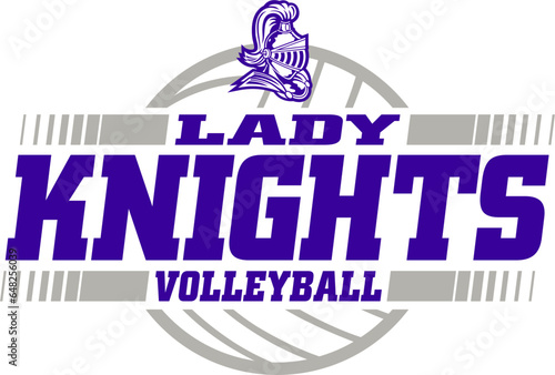lady knights volleyball team design with ball for school, college or league sports