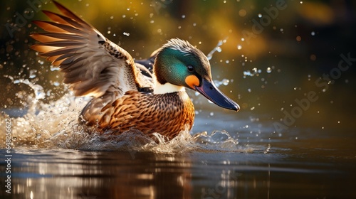 an image of a shoveler duck sifting through the water for food © Wajid