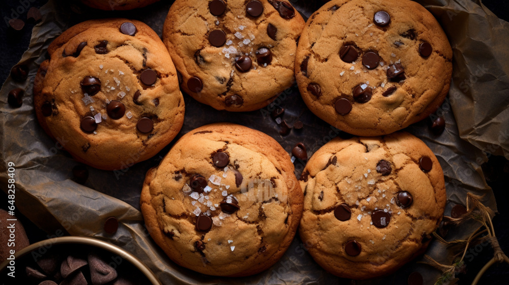 Freshly baked cookies with chocolate chips o, generative ai